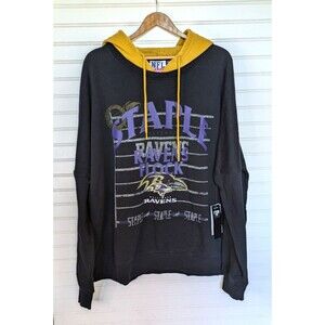 NFL Staple Hoodie Mens Size XL Baltimore Ravens Streetwear Sports Football Flock